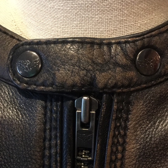 Distressed brown motorcycle jacket Men